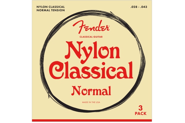 Fender Nylon Acoustic Strings 100 Clear/Silver Tie End Gauges .028-.043 3-Pack