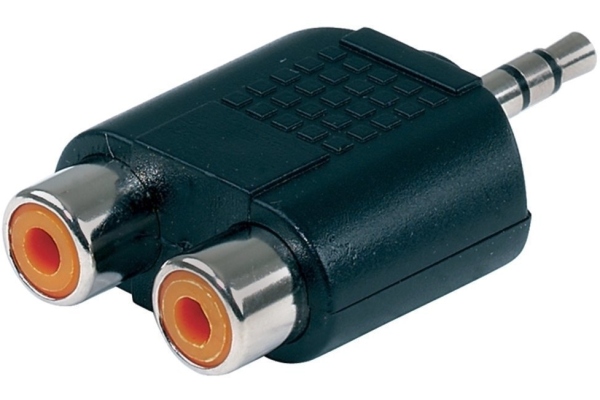 Adaptor, 2x Cinch socket - 1x 3.5 mm stereo jack plug