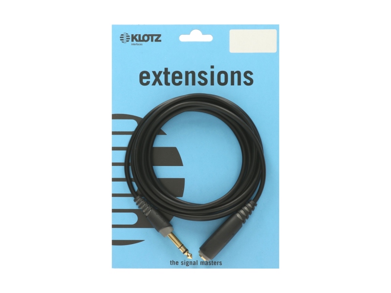 Klotz professional headphone extensionTRS 6.3 mm - TRS socket 6.3 mm - 3 m