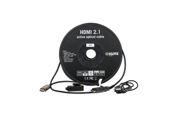 Klotz HDMI 2.1 AOC Link - active optical cable with detachable HDMI-A to HDMI-D adapter - 20 m