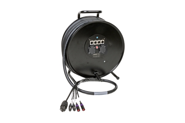 Klotz CAT5e & DMX & power 3G2.5 hybrid cable drum2x etherCON + 2x XLR 5p + Schuko - HT582 - 16 A - 50 m
