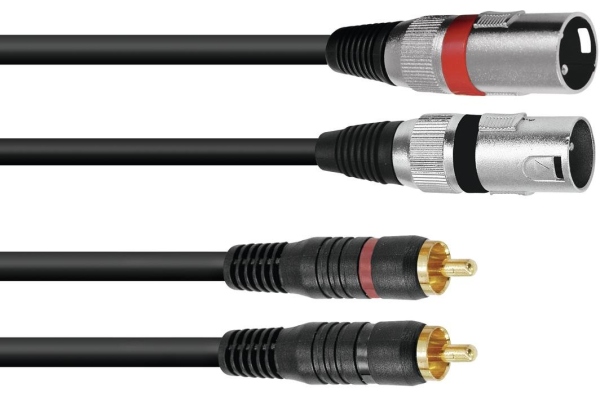 Adaptercable 2xXLR(M)/2xRCA 1.0m bk