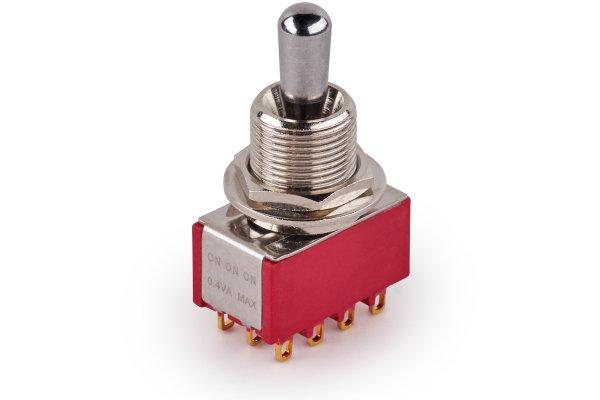  Maxi Toggle Switch, Short, Solder Lugs, ON/ON/ON, 4P3T - Chrome