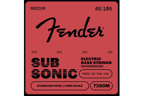 Stainless 7350's Bass Strings Stainless Steel Roundwound Long Scale 7350M .045-.105 Gauges (4)