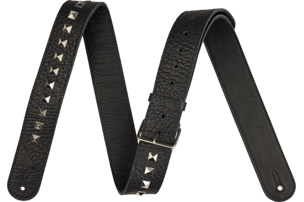 Metal Stud Leather Strap Black 2.5