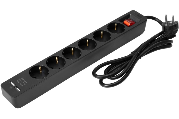Distributor ON-1 6-fold + 2 USB bk