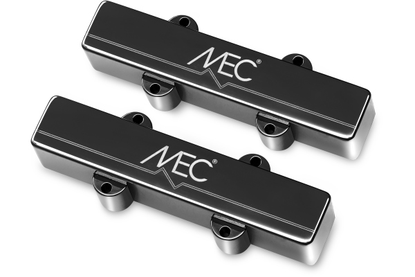  Active J/J-Style Bass Pickup Set, Metal Cover, 5-String - Black Chrome