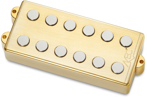  Passive MM-Style Bass Pickup, Metal Cover, 6-String, Neck - Brushed Gold