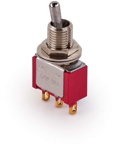 MEC Pickups  Mini Toggle Switch, Short, Solder Lugs, ON/ON, SPDT - Chrome
