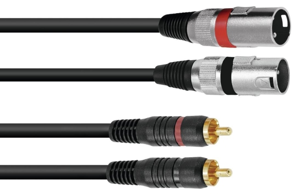 Adaptercable 2xXLR(M)/2xRCA 1.5m bk