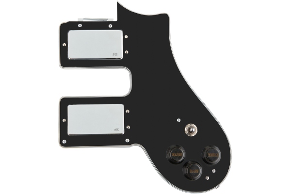  Loaded AZ 10 Pickguard, 2 Pickups, Black / Chrome