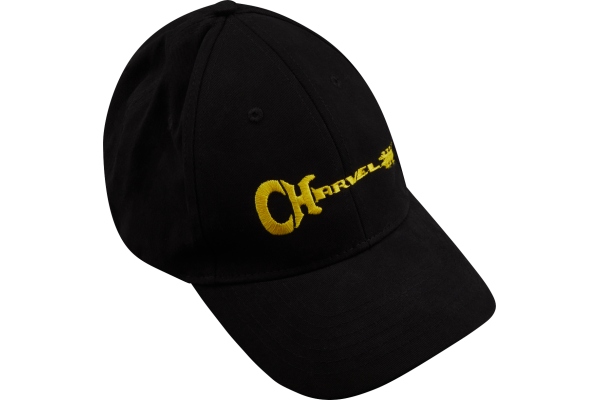 Chauvet Charvel Guitar Logo Flexfit Hat Black with Yellow Logo One Size Fits Most