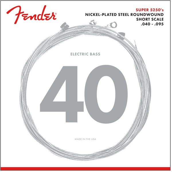 Fender Super 5250 Bass Strings Nickel-Plated Steel Roundwound Short Scale 5250XL .040-.095 Gauges