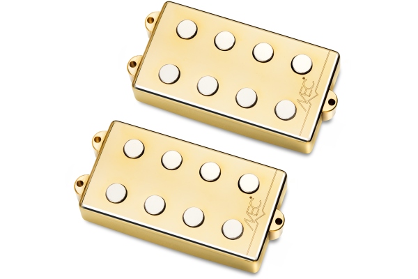  Passive MM-Style Bass Pickup Set, Metal Cover, 4-String - Gold