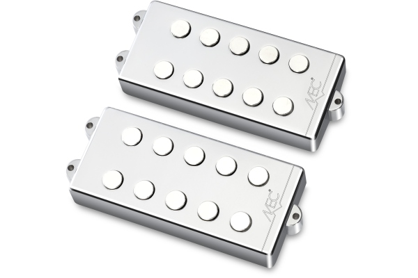  Passive MM-Style Bass Pickup Set, Metal Cover, 5-String - Chrome