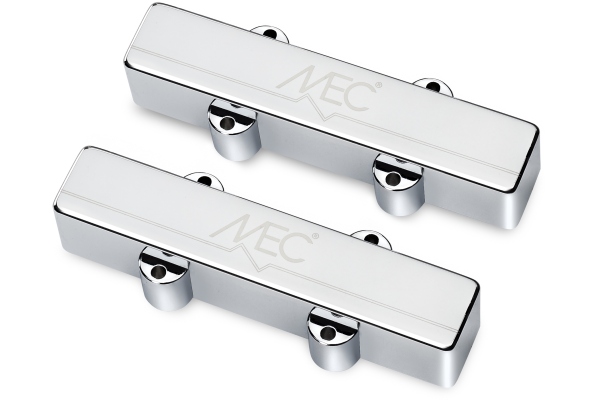 MEC Pickups  Active J/J-Style Bass Pickup Set, Metal Cover, 4-String - Chrome