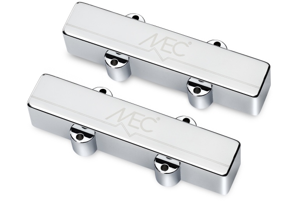 Active J/J-Style Bass Pickup Set, Metal Cover, 5-String - Chrome