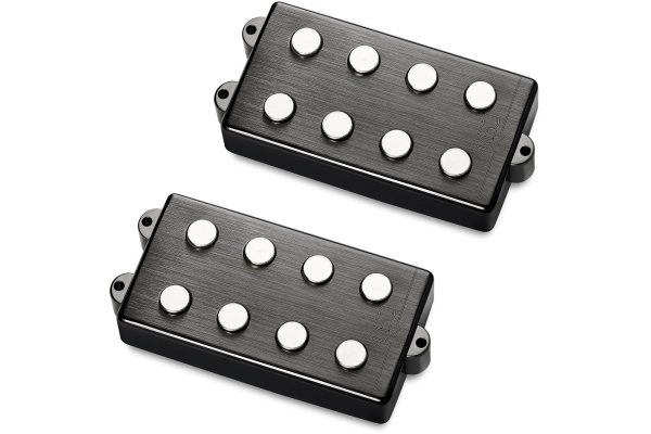  Passive MM-Style Bass Pickup Set, Metal Cover, 4-String - Brushed Black Chrome