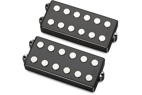  Passive MM-Style Bass Pickup Set, Metal Cover, 6-String - Black Chrome