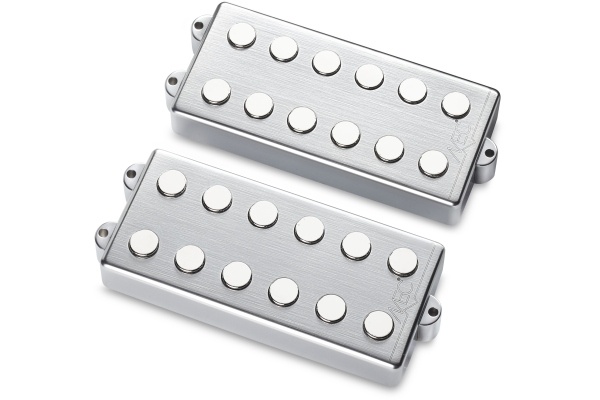 MEC Pickups  Passive MM-Style Bass Pickup Set, Metal Cover, 6-String - Brushed Chrome