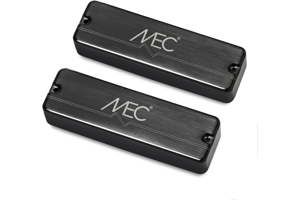  Passive Soapbar Humbucker Bass Pickup Set, Metal Cover, 5-String - Brushed Black Chrome