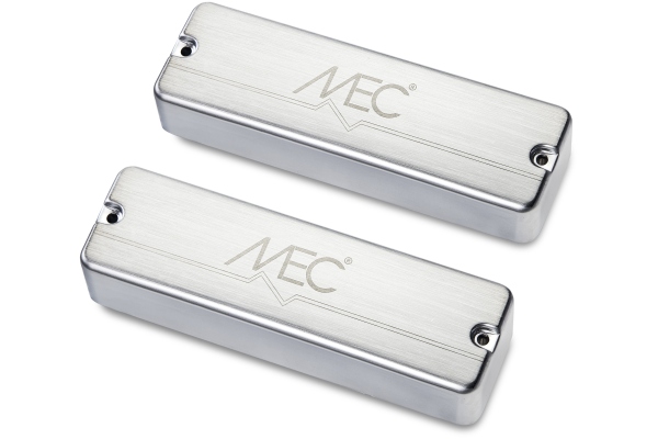 MEC Pickups  Passive Soapbar Humbucker Bass Pickup Set, Metal Cover, 5-String - Brushed Chrome