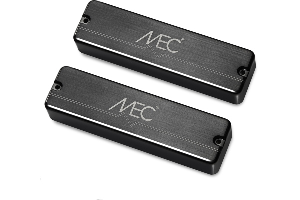  Passive Soapbar Humbucker Bass Pickup Set, Metal Cover, 6-String - Brushed Black Chrome