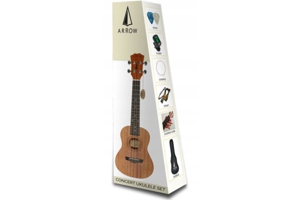 Arrow MH-10 Concert Mahogany Ukulele SET